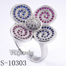 925 Sterling Silber Zirconia Frauen Blumen Ring (S-10303)